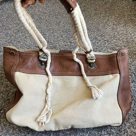 Vintage GAP 1969 Tote Shoulder Bag Canvas/Leather Tan Brown Well Made Purse - Picture 6 of 10